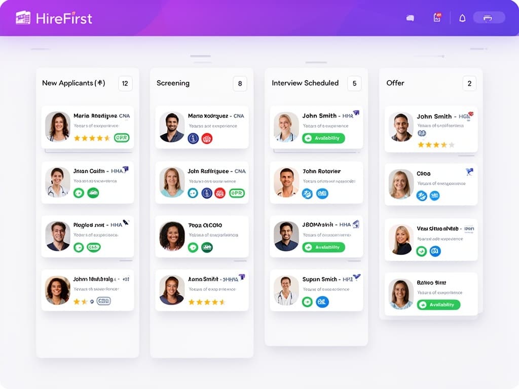 Kanban Pipeline showing candidate stages